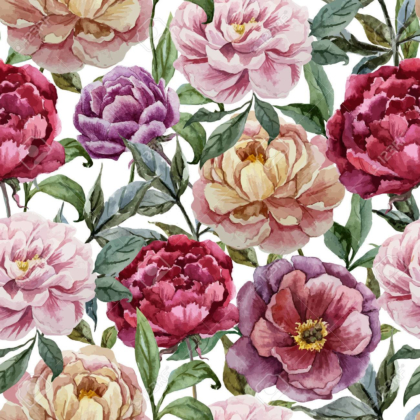 Watercolor pattern with peonies