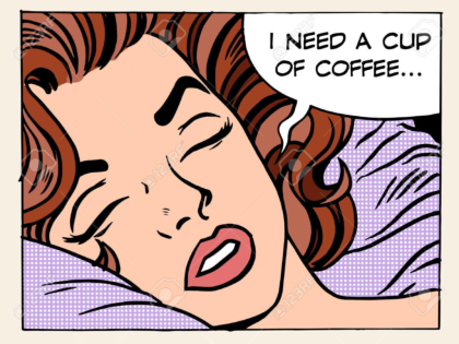 A woman dreams of the morning Cup of coffee pop art retro