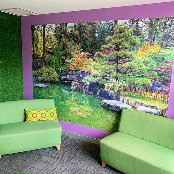 Consulting room at Headspace with custom wallpaper mural