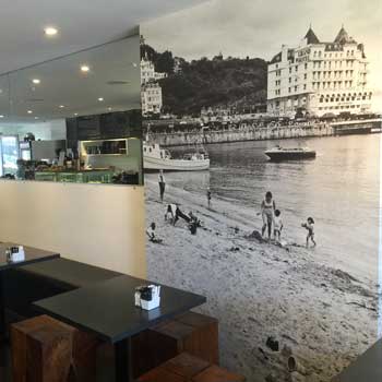 Removable wallpaper in cafe