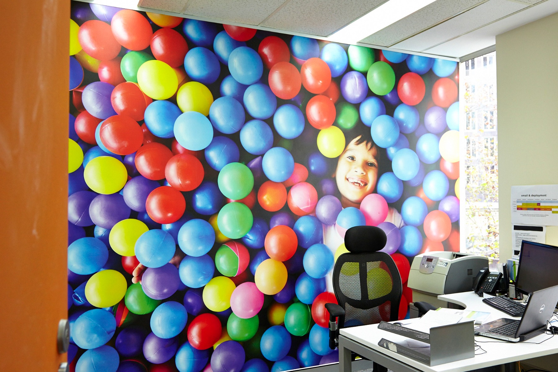 Office with custom wallpaper